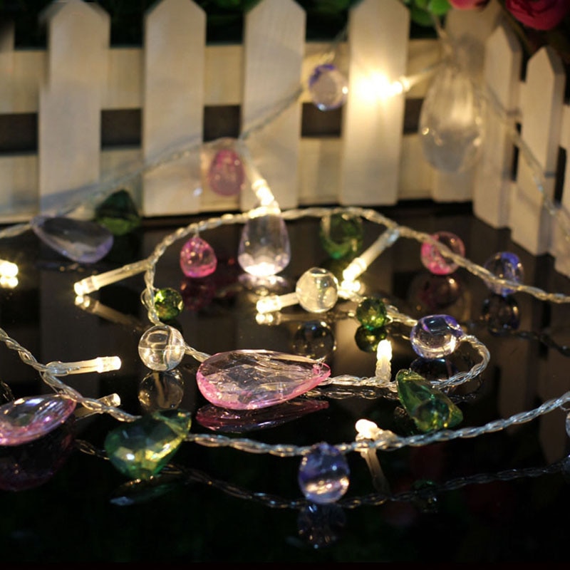 1m 10 lysdioder fe kaffe krystal perle batteridrevne lyskæder led dekoration til julekrans på vinduet år