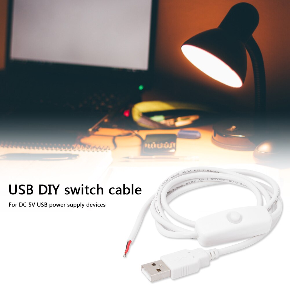 1m 5V USB Power Supply Cable 2 Pin Wire USB 2.0 Male Charger Charging Cord Extension DIY with ON/OFF Switch