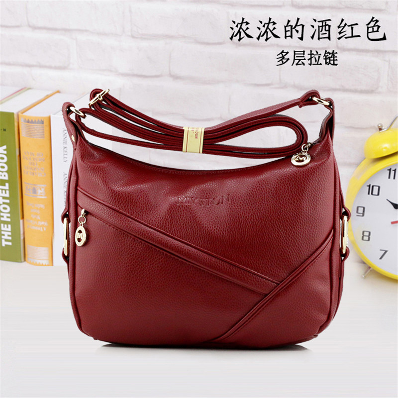 Top femmes Messenger sac femme Litchi cuir moyen sac célèbre dames sac à main moyen âge femme sacs à bandoulière: RED