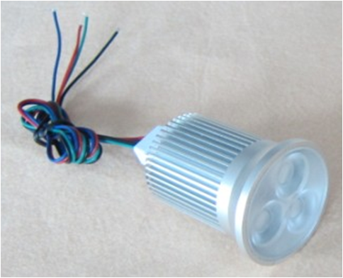 3*3 w RGB LED spotlight; DC12V ingang; met 4 draad PWM driver binnen; size: d50 * 88mm
