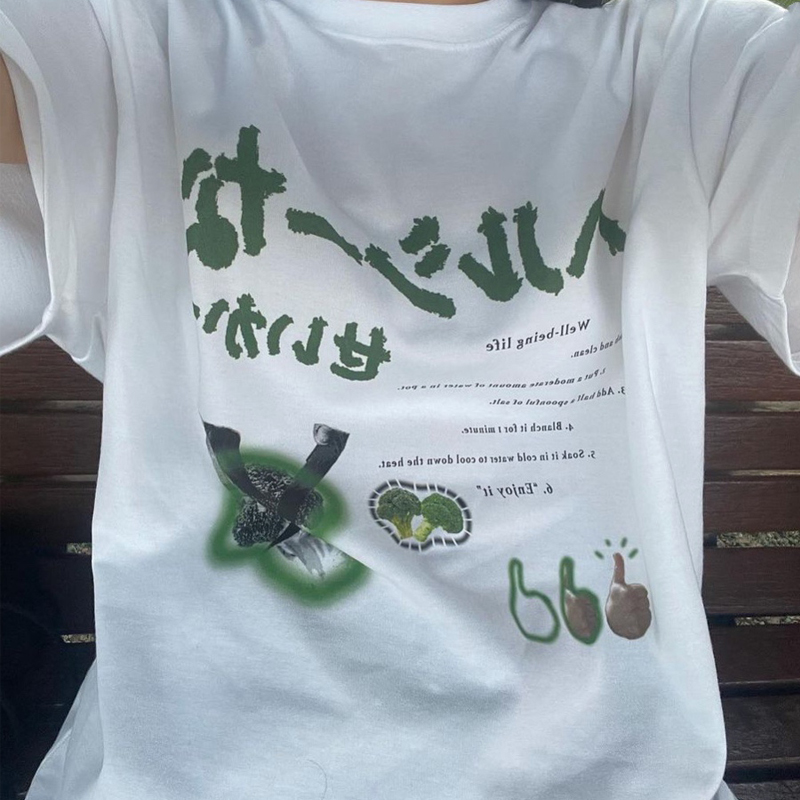 Y2k japońska moda uliczna t-shirty damskie ponadgabarytowe Harajuku śmieszne koszulki Egirl koreańska moda koszulki z nadrukami topy odzież damska