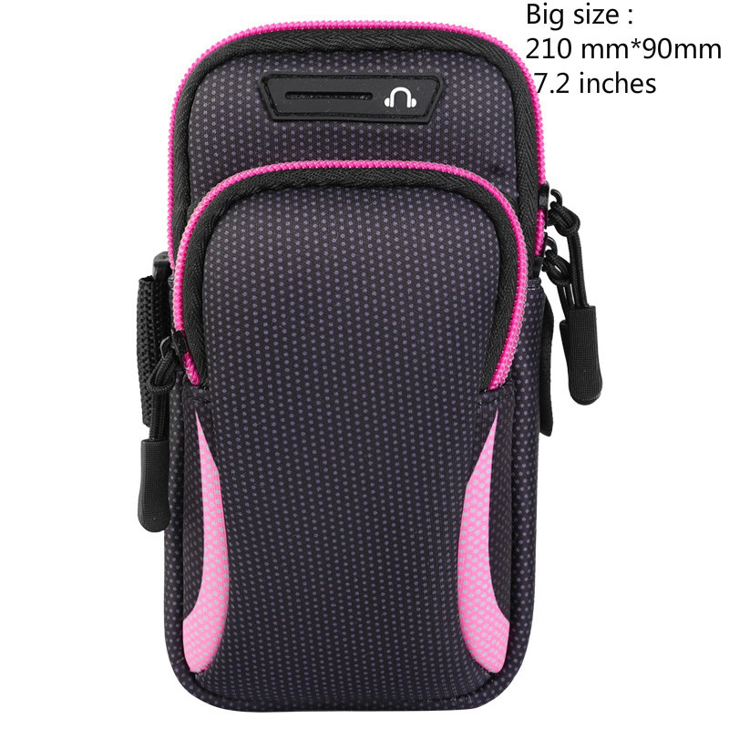 Wrist Arm Band Bag Universal for Mobile iPhone 13 with 6.5&quot; 7.2 inch Breathable Mesh Waterproof Sports Armband Phone Case: pink7.2inch