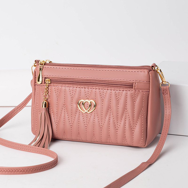 PU Leather Crossbody Bags Women Zipper Shoulder Bag Large Capacity Embroidery Thread Purse and Handbags
