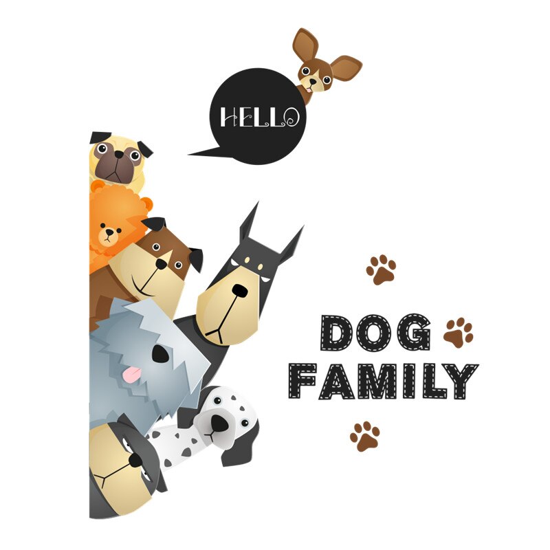 3d Vivid We Zijn Blij Familie Hond Kat Poot Deur Muurstickers Voor Kinderkamer Huisdier Decoratie Muurstickers Muurschildering arts Poster: 277