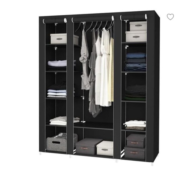 Wardrobe Storage Organizer Folding Cloth Storage Cabinet Assembly Easy Install Reinforcement Wardrobe Clothes Rack Multisize HWC: B 172x134x43cm