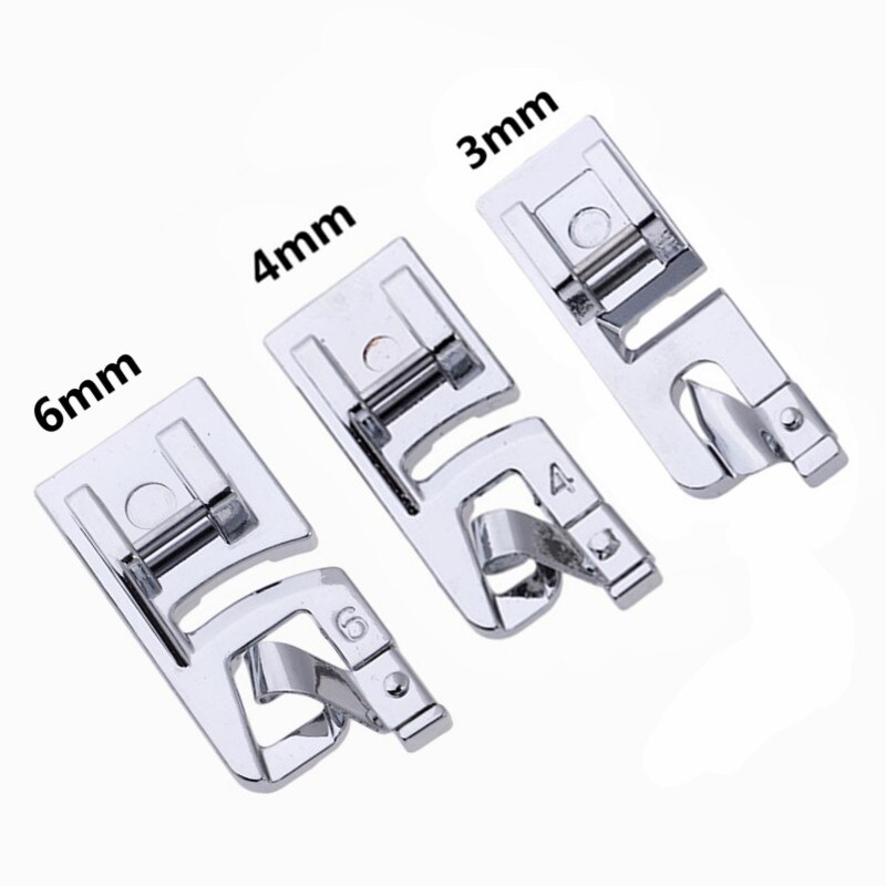 1Pc 3MM/4MM/6MM Rolled Hem Foot Presser Foot For Brother Janome Sewing Machine Domestic Sewing Accessories 5BB5984