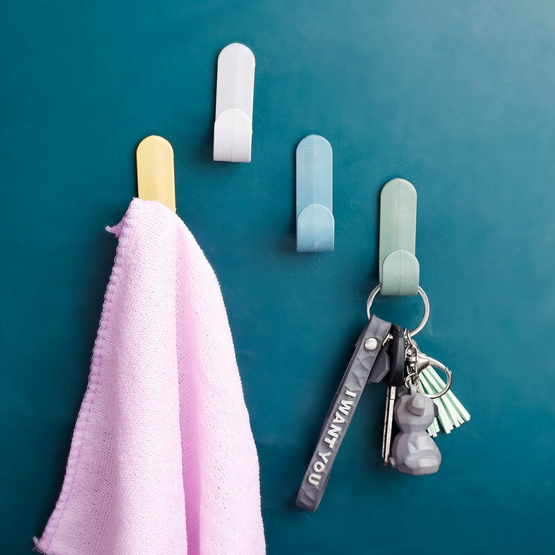 Ganchos sin clavos de Metal tipo J para baño, cocina, pasillo, llave, colgador de puerta de habitación, gancho sin perforaciones, 5 piezas
