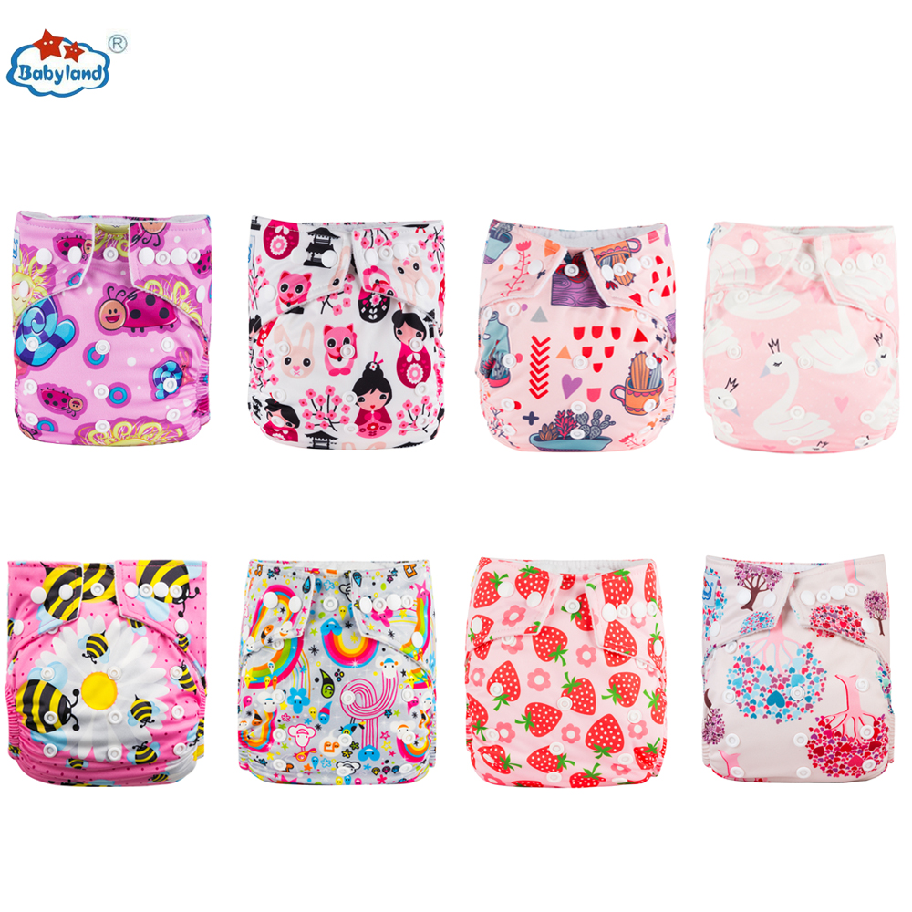 Babyland Umweltfreundliche Baby Tuch Windeln 8 teile/los Baby Windel Drucke Mehrweg Tasche Windel Für Baby 0-2 jahre/3-15KG