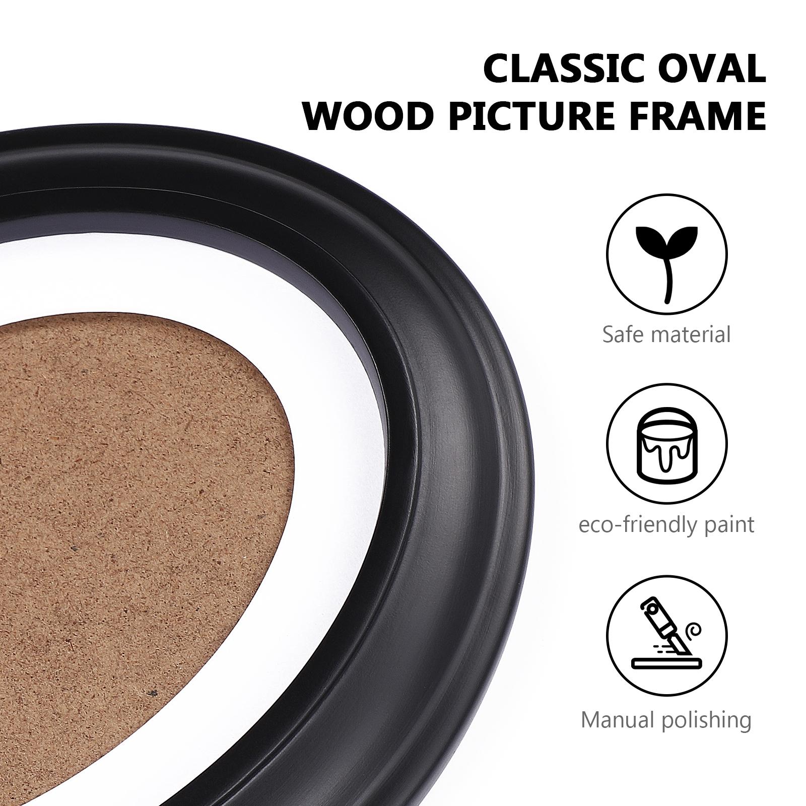 Klassieke 7-inch ovale houten fotolijst, zwarte muur, hangende decoratie, fotolijst, woondecoratie, houten frames