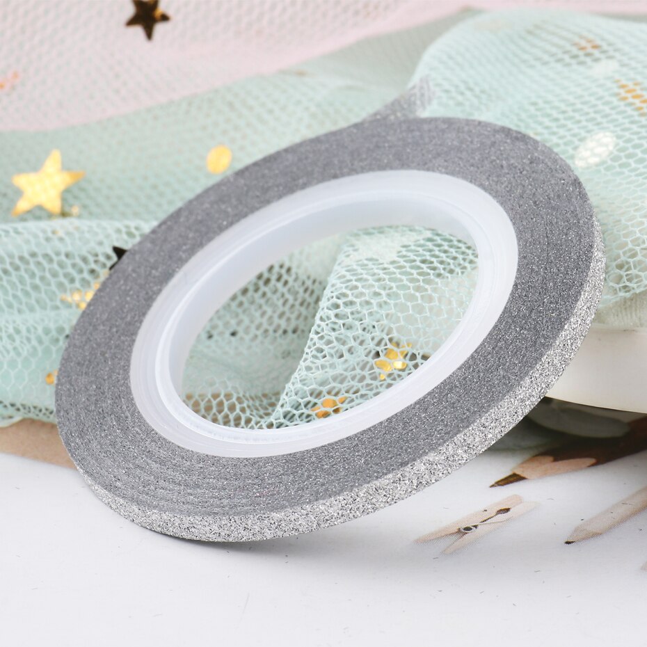 1Roll Gold Silver Nail Art Glitter Stripping Tape Line Strips Slider For Nails 1mm 3mm Sparkly Sticker Charm Decoration BENC275: 3mm Silver