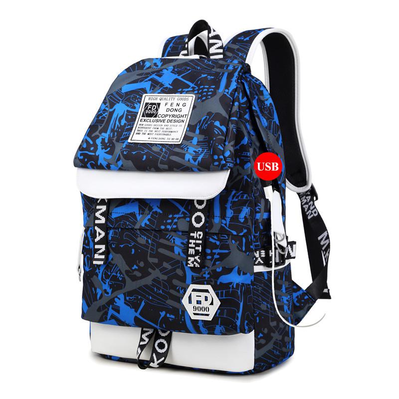 Backpack Women Backpack Nylon Women Shoulder Bag Student School Bag Backbag Mochilas Female Bagpack Rucksack: Blue