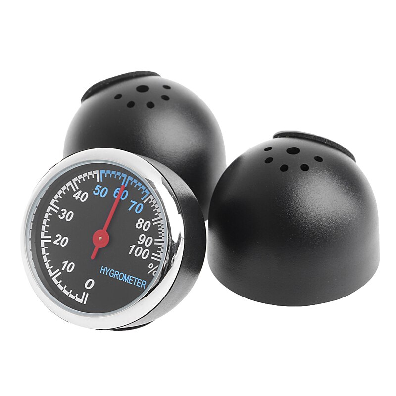 3Pcs Car 4cm Quartz Hygrometer Time Clock Temperature Thermometer Moisture Meter