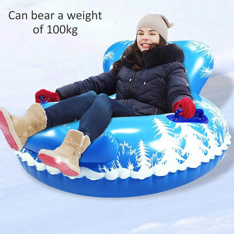 Círculo de esquí inflable de invierno duradero con asa, tubo de nieve para niños y adultos, esquí grueso, trineo flotante, juguete de nieve