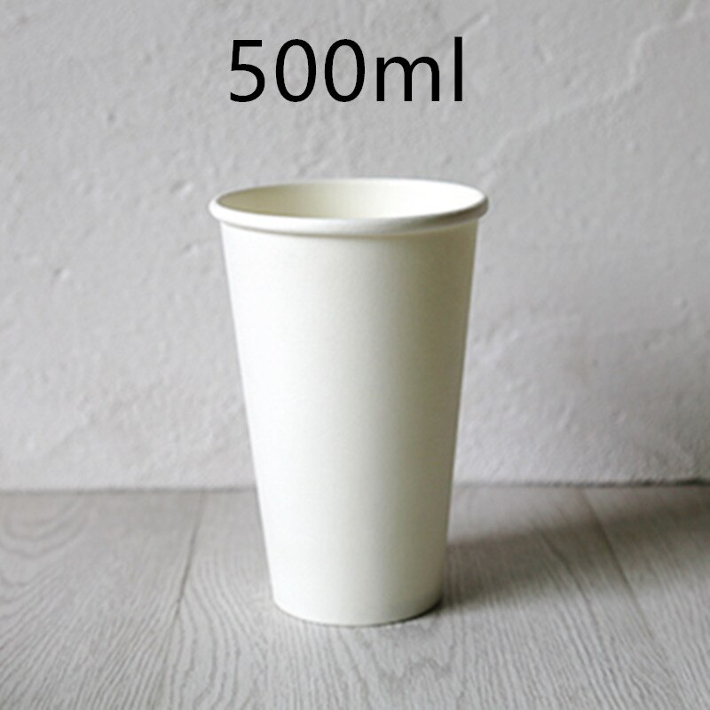 50pcs Net red thick disposable coffee cup drink milk tea paper cups takeaway packaging wtih lid stamping cup holder: 500ml cup
