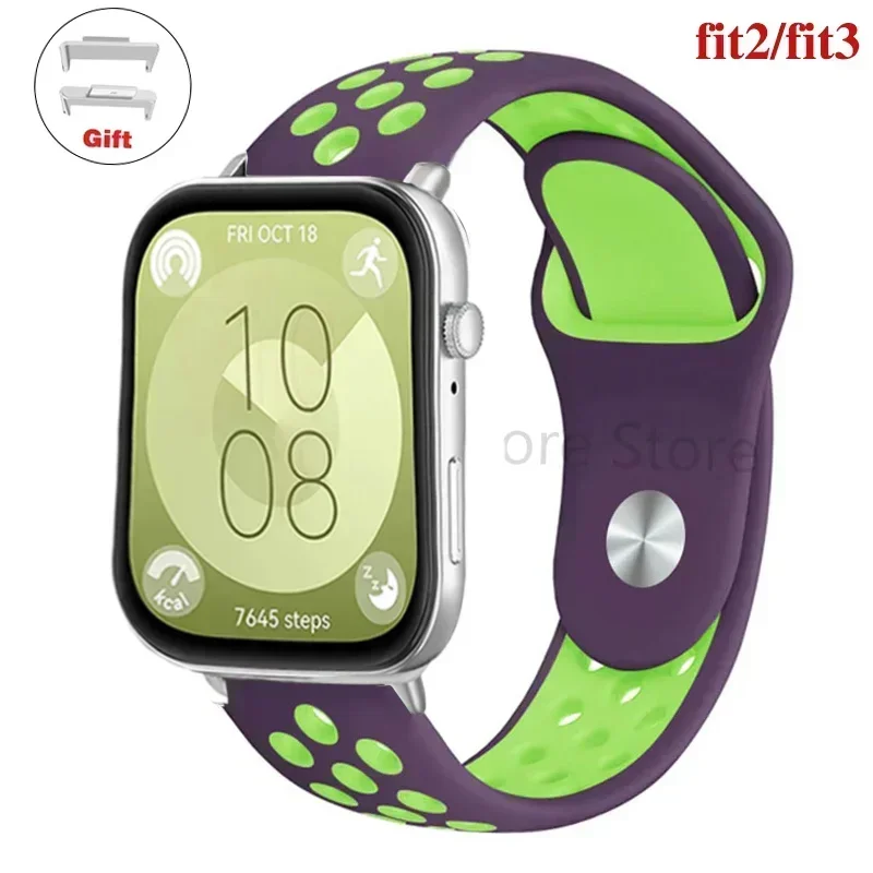 Sportband voor Huawei Watch FIT 3-band Siliconen waterdichte smartwatch ademende riem voor Huawei Watch fit 2 correas Horlogebanden: Blue pink