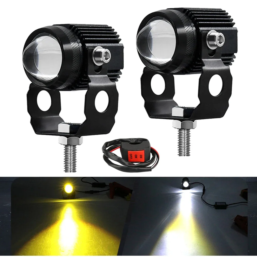 Faro LED para motocicleta, bombillas de trabajo para Moto, focos para coche, lente de proyector, punto de doble Color, accesorios de luz antiniebla auxiliar: Verde militar