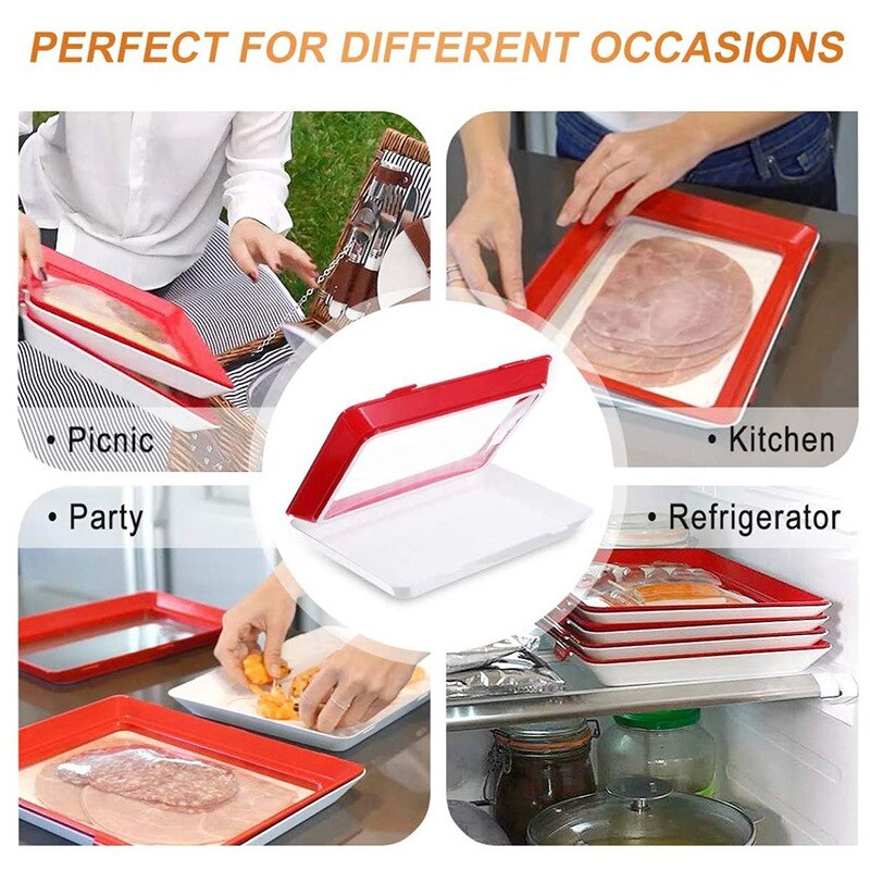 Kitchen Accessories Clever Tray Food Preservation Plastic Wrap Food Storage Reusable Serving Fruit And Vegetable Tools