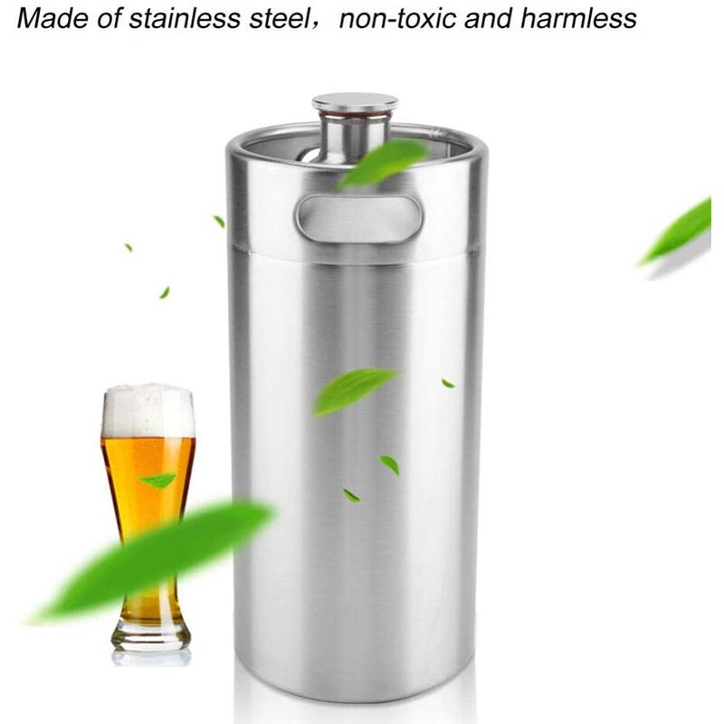Barril de cerveza casera de acero inoxidable de estilo Mini barril portátil con cubierta de barril de cerveza artesanal para suministros de Hotel para el hogar (3.6L)