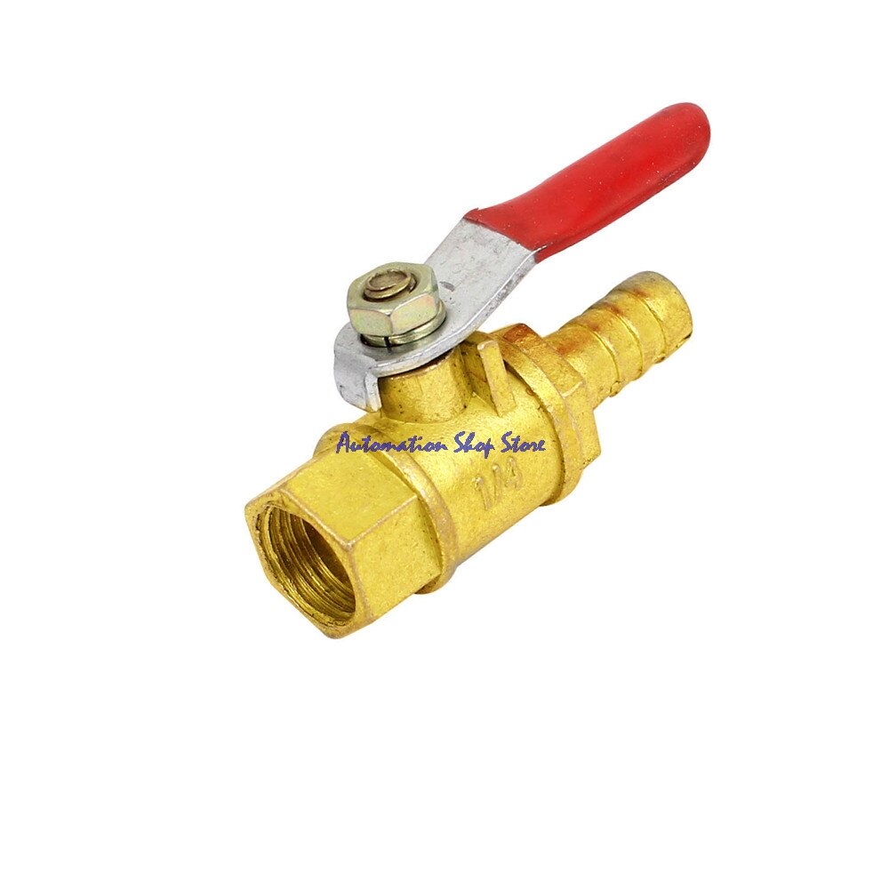 1/4PT Female Thread 10mm Barb Tail Ball Valve Connector Pneumatic Brass Fitting