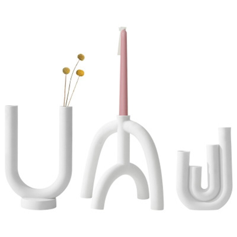Sostenedor de vela de soporte para velas de cerámica minimalista soporte para candelita Tipo de Escritorio blanco Irregular