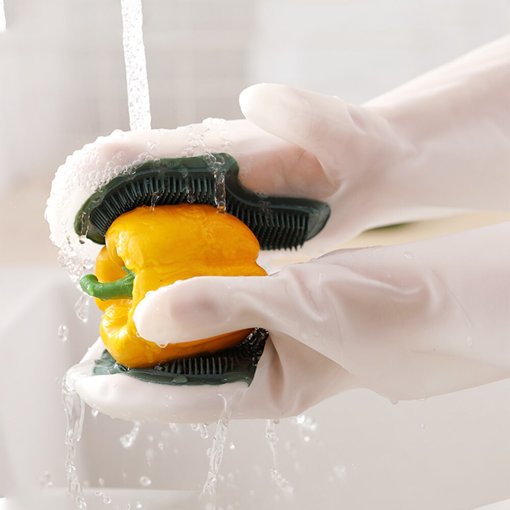 Magic Silicone Dishwashing Brush Gloves Dishwashing Gloves Kitchen Cleaning 1 Pair of Tools Heat Insulation and Wear Resistance