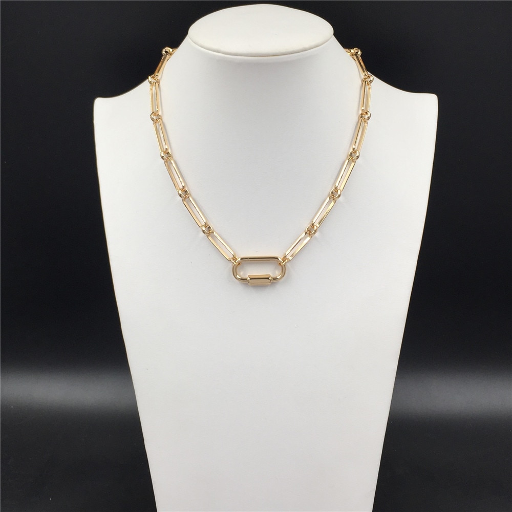 Modern Novelty Special Chain Linked Dainty Necklace Tiny Chain T bar O bar Enclosure Collar Chain For Women Girl