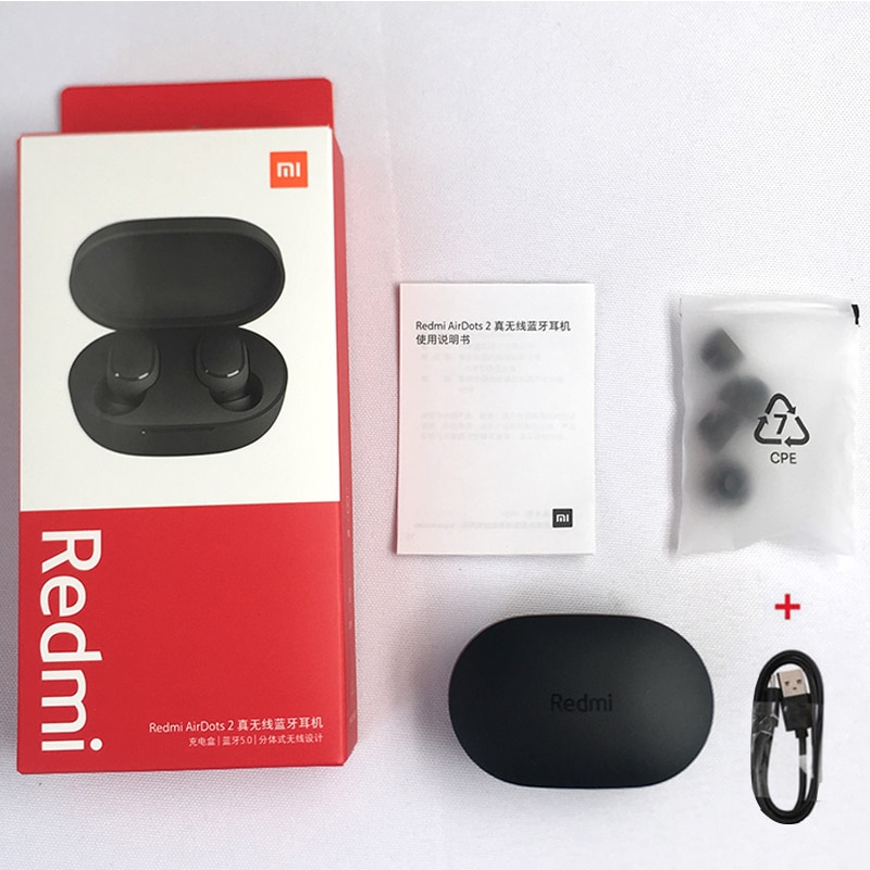 Xiaomi-auriculares Redmi AirDots 2, auriculares inalámbricos con Bluetooth 5,0, auriculares internos de graves estéreo con carga, auriculares Ture