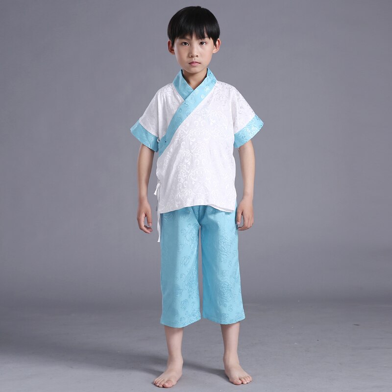 Studenten In Oude Kleding Chinese Volksdans Hanfu voor Jongens 2 stks Oude Kostuum Nationale Pak kinderen Kostuums: blue / S