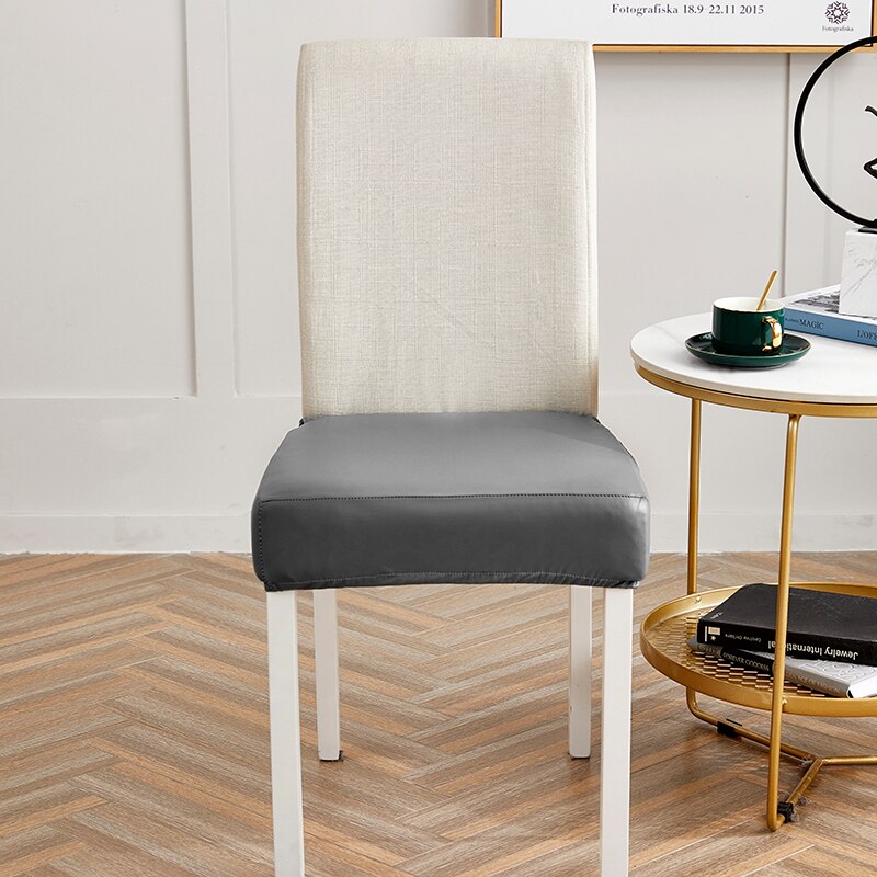 100%  vanntett pu materiale elastikk stoltrekk for spisestue stol sete slipcovers beskytter for kjæledyr: Mørkegrå