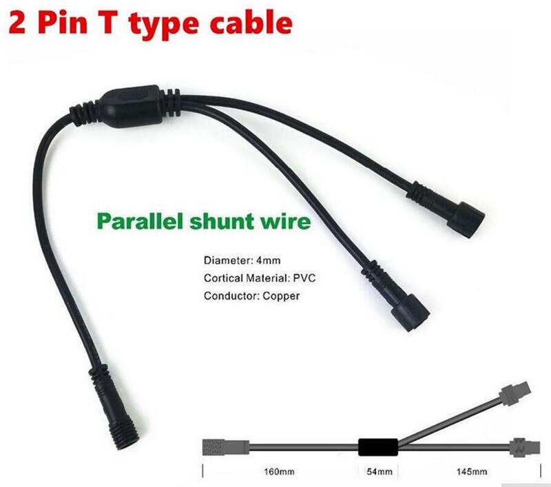 2 Pin Waterproof Connector Adapter Screw locking Electrical Wire Connector Plug Waterproof lighting Extension Cable + Dimmer