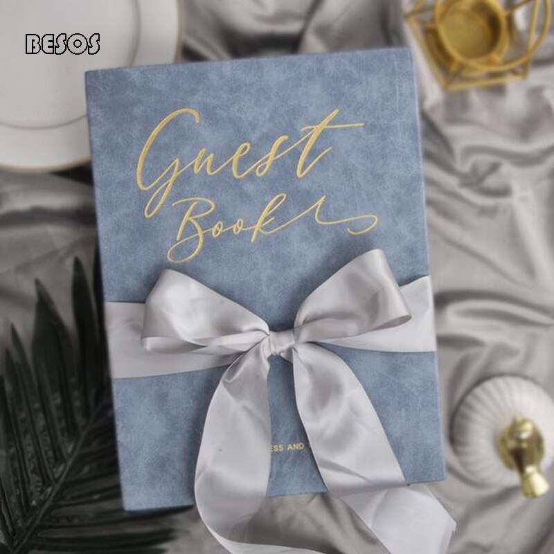 Signo de estilo europeo de terciopelo en este libro de firma de boda y Simple 22 páginas libre para firmar B0029M