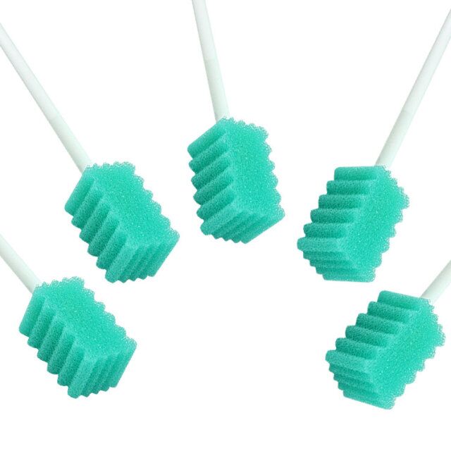 MUNKCARE Oral Swabs Disposable Elderly Mouth Care Cleaning Sponge Swabs Foam Oral Care Swabs Green