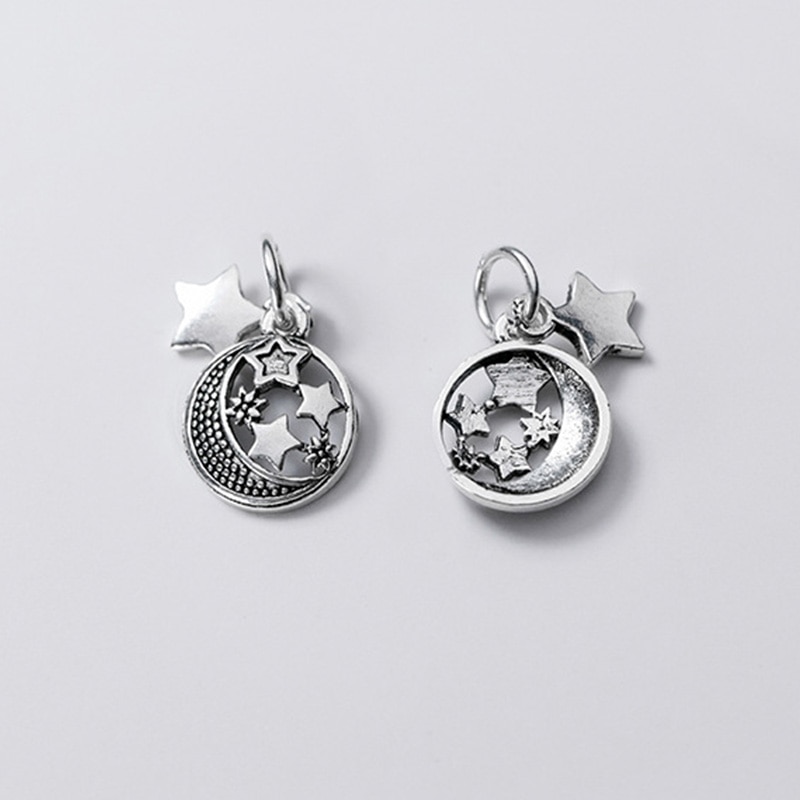 925 Sterling Silber Hohl Ziemlich Mond & Stern Halskette Charms Deocration S925 Silber Romantische Anhänger DIY Phantasie Schmuck Erkenntnisse