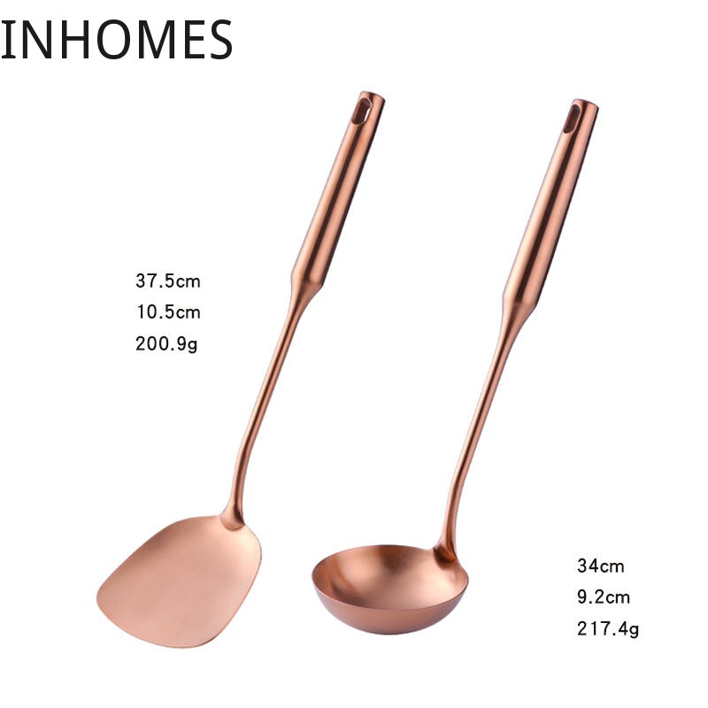 Rose Gold Stainless Steel Spatula Skimmer Ladle Turner Rice Soup Spoon Kitchen Accessories Cooking Tool Serving Utensil Set