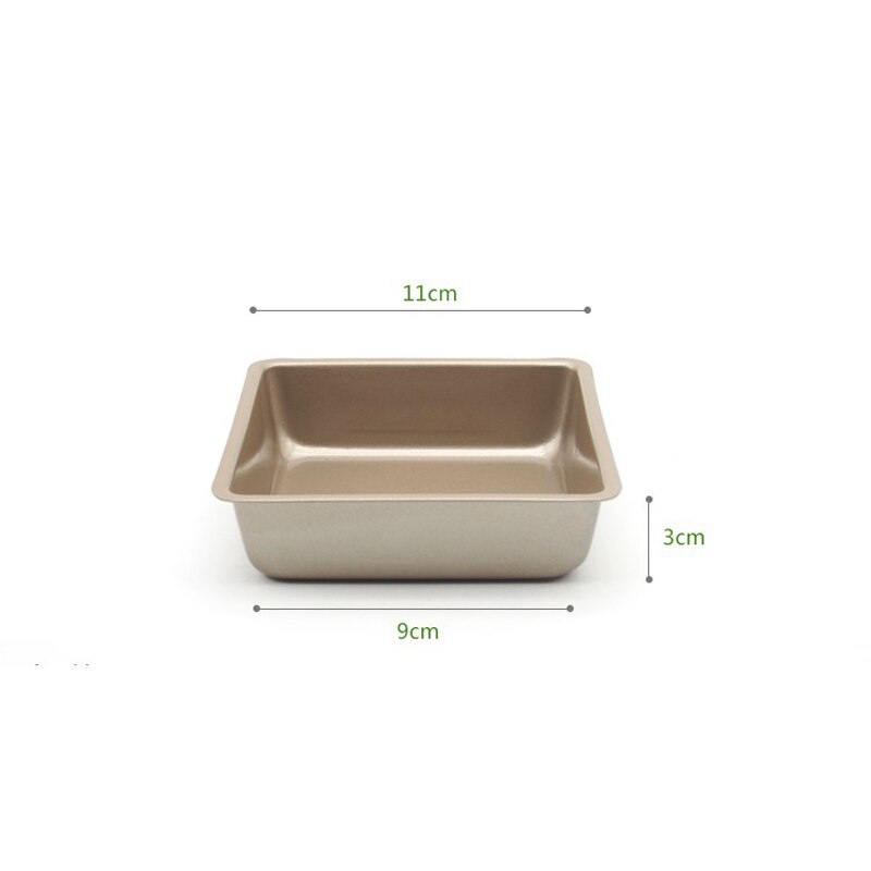 4inch Mini Premium Nonstick Coating Square Biscuit Brownie Pie Pans Bakeware Gold/Silvery High-carbon Steel Baking Pans