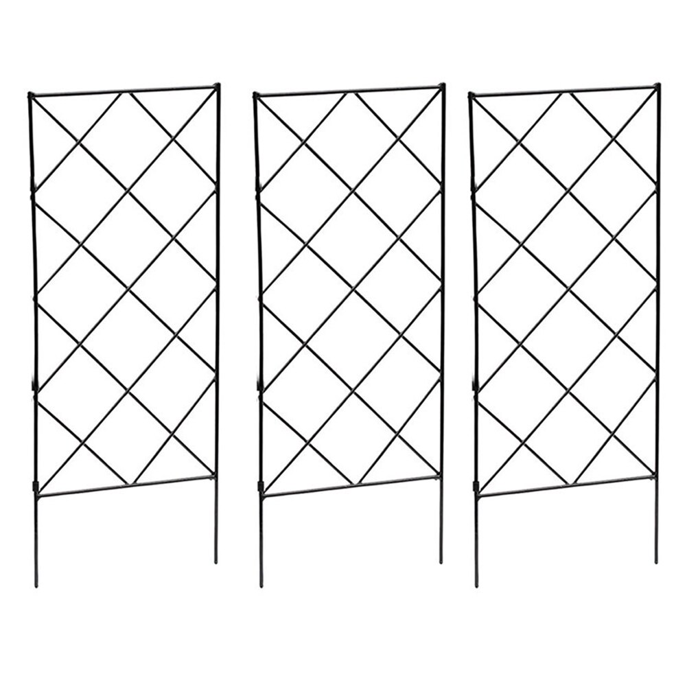 3PCS Plant Climbing Trellis Frame Garden Flower Plant Growing Support Metal Iron Trellis Wall Foldable Trellis Bracket Black: Default Title