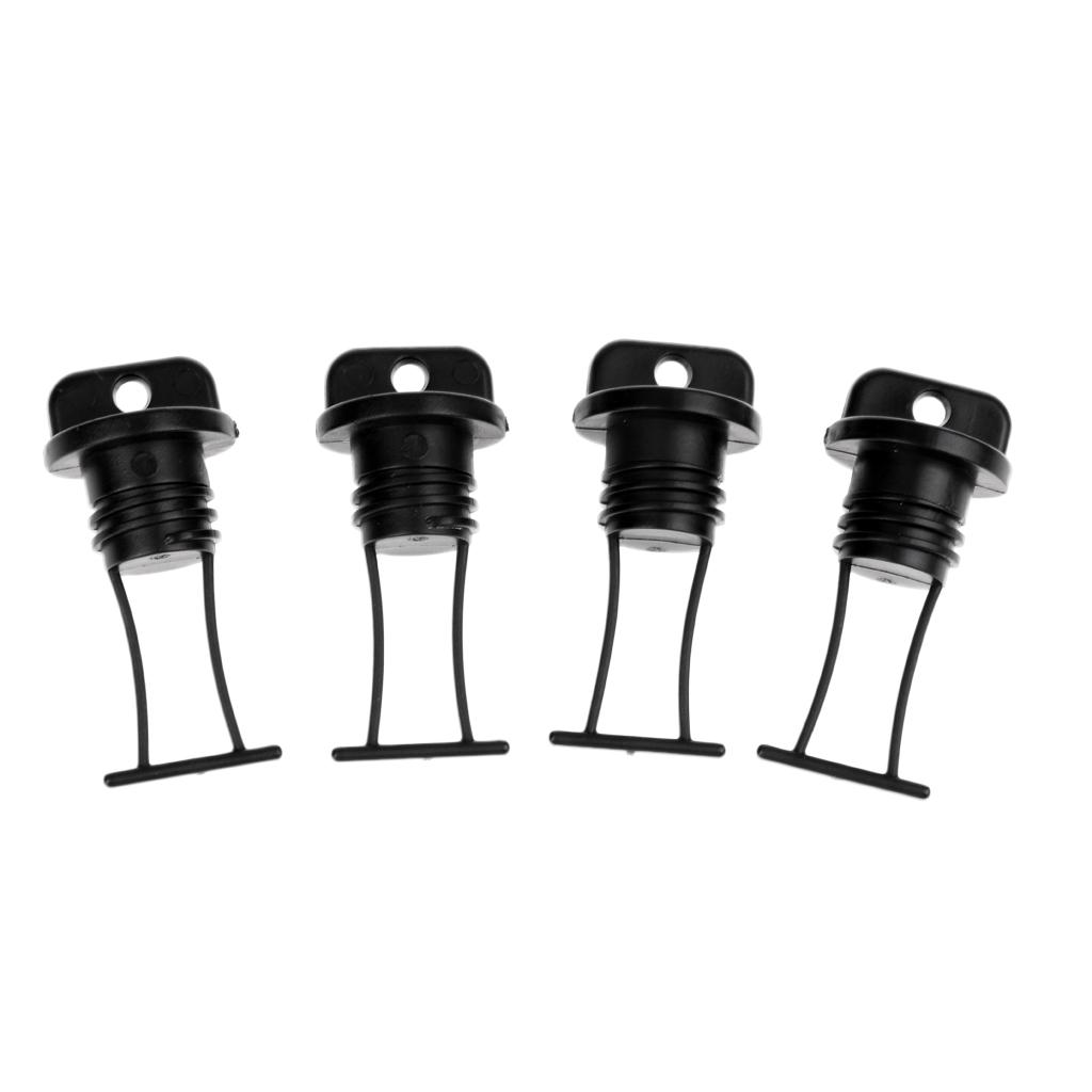4Pcs Universal Black Plastic Kayak Dinghy Canoe Boat Hull Thread Drain Plugs Kayak Accessories