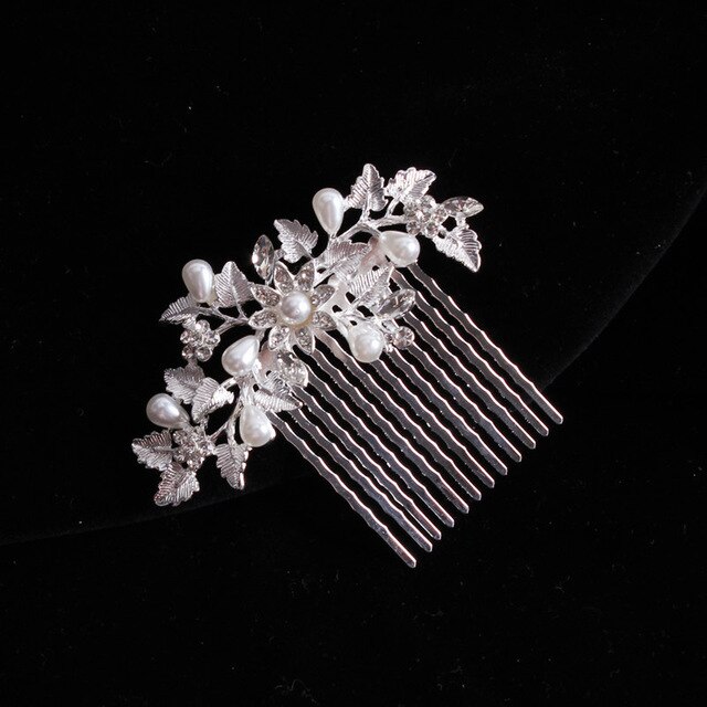Peigne pour coiffure de mariée, magnifique accessoire de cheveux, à clips, bijoux avec perles, ornements de cheveux: 07-a