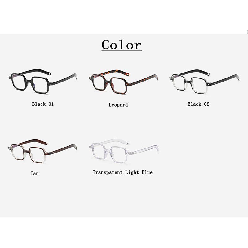 Antiblått ljus retro fyrkantiga genomskinliga glasögon unisex nitar klarglas glasögon kvinnor män närsynthet läsglasögon båge  l3