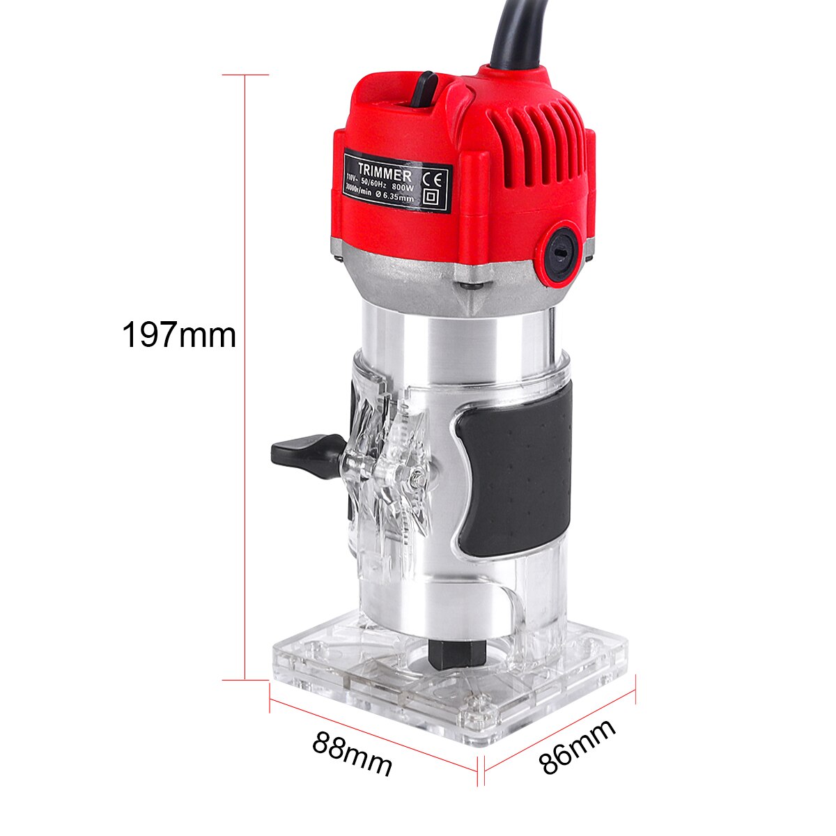800W Wood Electric Trimmer Palm Router 1/4"Woodworking Joiner Cutting Palmming Tool 30000R/MIN: Standard / 110V