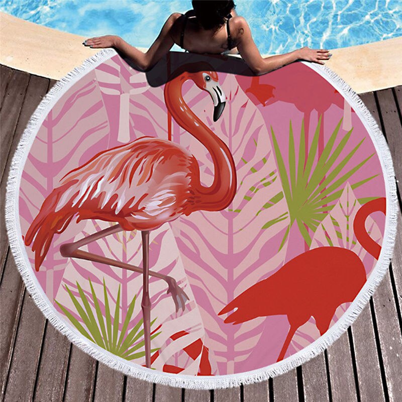 Printed Large Leaves Flower Beach Towel Round Microfiber Beach Towels Roundie Adults Serviette De Plage Toalla Playa: 4