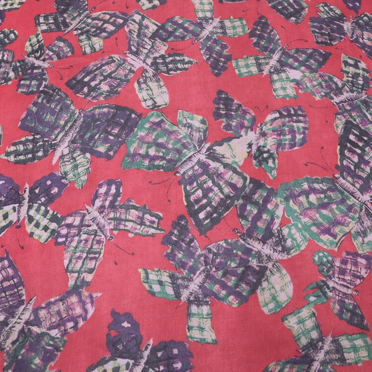 Custom Silk Chiffon Fabric Thin Mulberry Silk for Sewing Butterfly Shirt Hanfu Diy Dress Material Cloth Per Meter