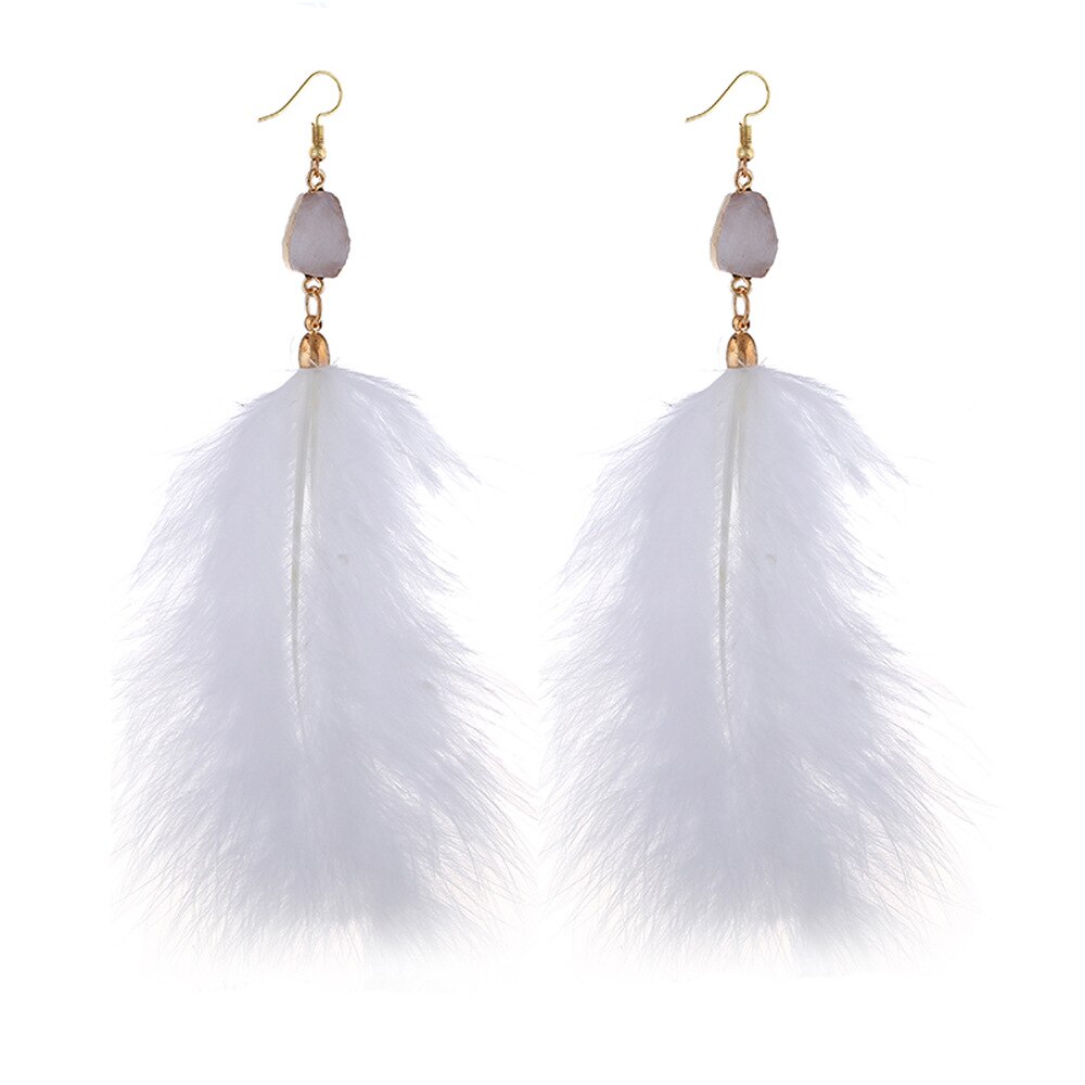 Bohemian long women&#39;s earrings European and American personality exaggerated braided feather tassel earrings earrings for women