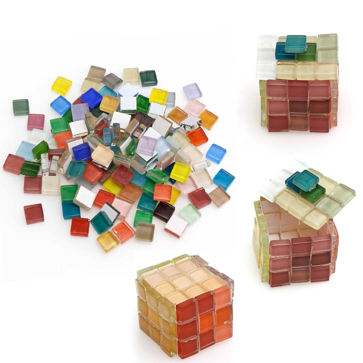 Geometriske figurer mini krystal mosaik glasfliser håndlavede børnedele 1 cm #39 firkanter