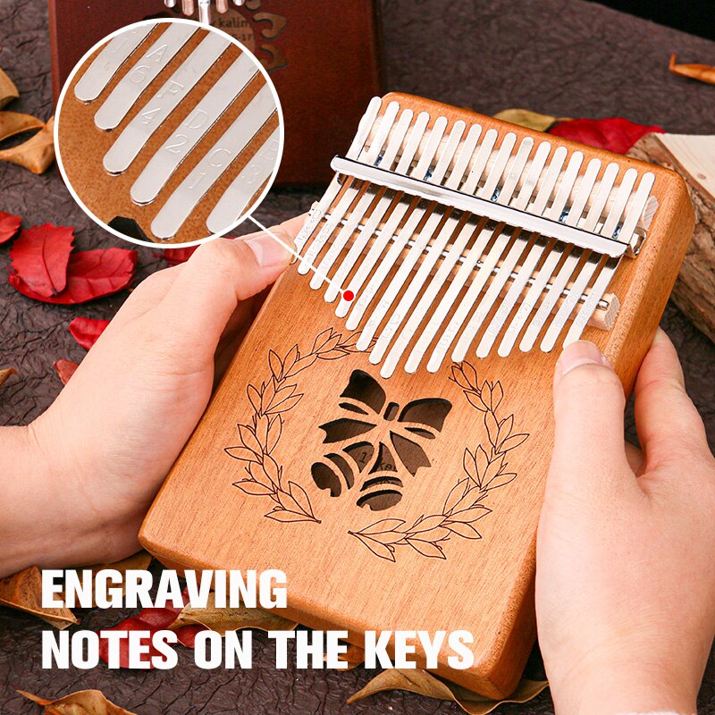 17 Keys Kalimba Wood Mahogany Thumb Piano Portable Hollow Pattern Finger Marimba Likembe Musical Instrumentos Pianoforte Calimba