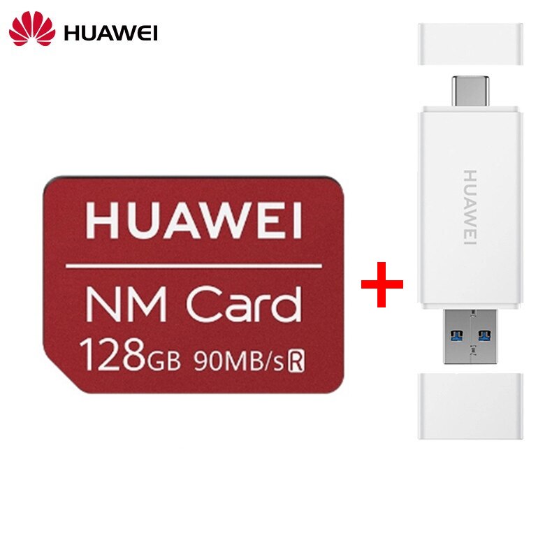 O cartão nano original do telefone móvel do cartão de memória de huawei nm com 2 em 1 leitor de cartão 64g 128g 256g capacidade do cartão de alta velocidade