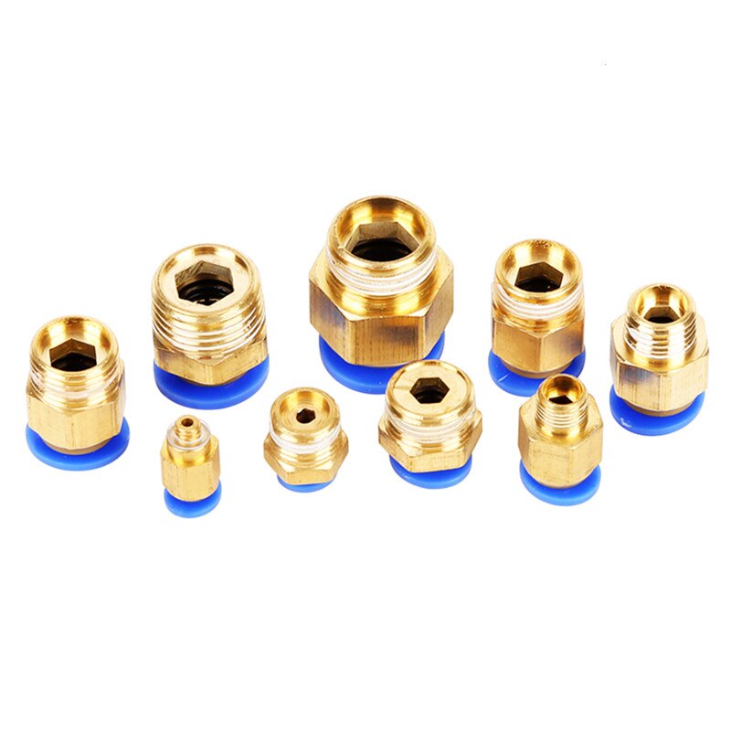Pneumatisk Hurtigkobling Messing Hankjønn Gjenge 1/8"-1/2" BSPT til 4-12mm OD Slange