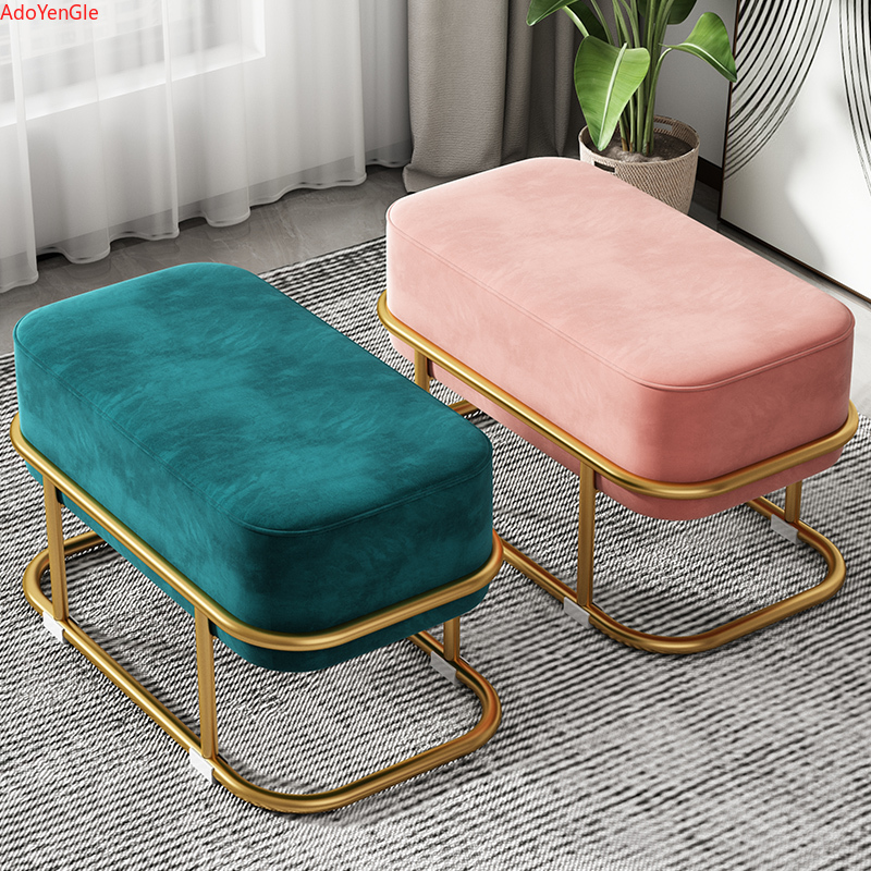 Nordic Metal Step Stool Modern Living Room Decorative Makeup Rectangle Bathroom Foot Stool Pedicure Tabouret Patio chair