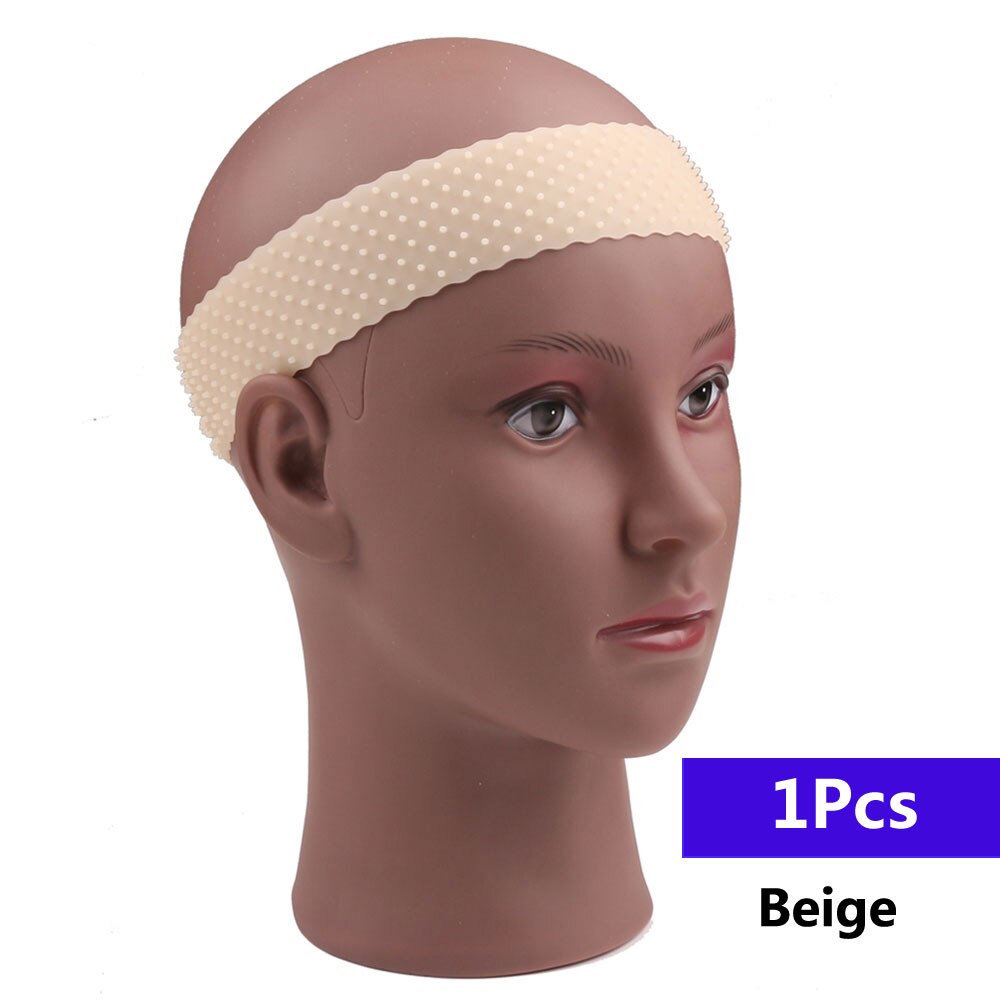 Transparent Silikon Stirnband Non Slip Elastische Weiche Perücke Grip Band Einstellbar Frauen Haar Band für Fix Perücken Silikon Band: 1pc Beige