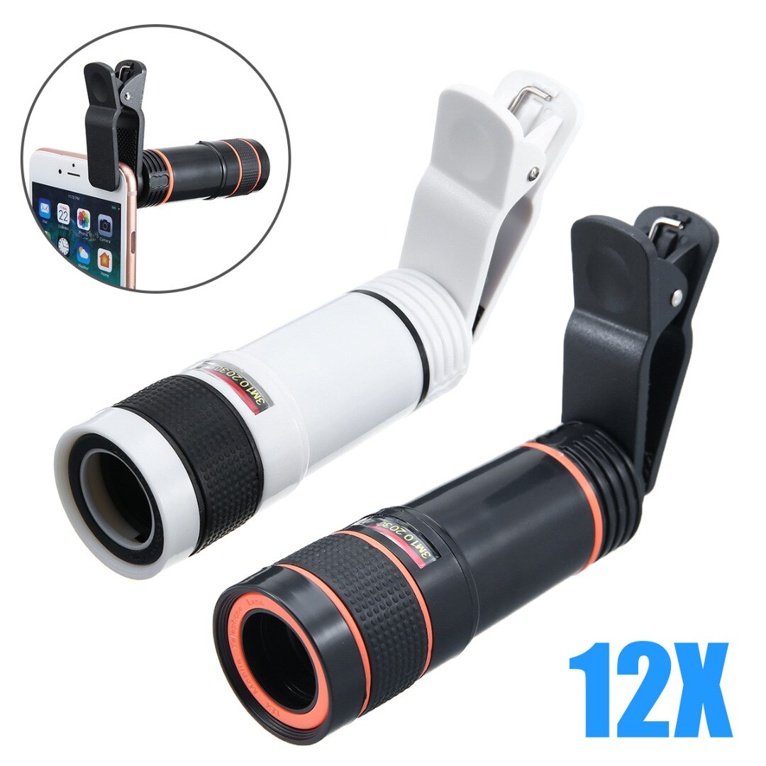 12X Long Zoom Clip-on Phone Lens Camera Optical Telescope Lens Universal For iOS Android Mobile Cell Smart Phone Accessory